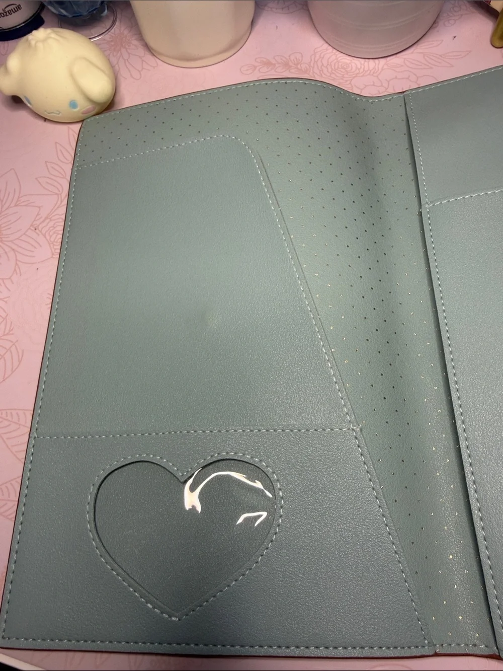 Simply Gilded Tan Faux Leather Tablet Portfolio with Gold Heart Accent